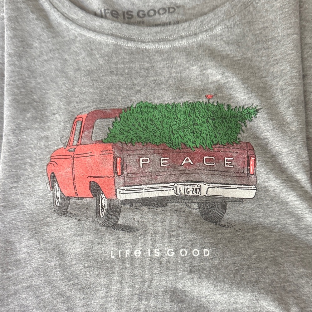 Life Is Good Woman’s Tee with Red Truck and Green Tree
